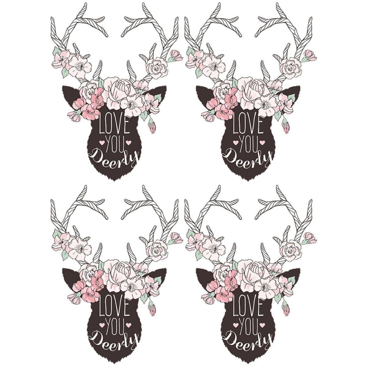 Autocollants muraux animaux cerf floral déco pour chambre enfant