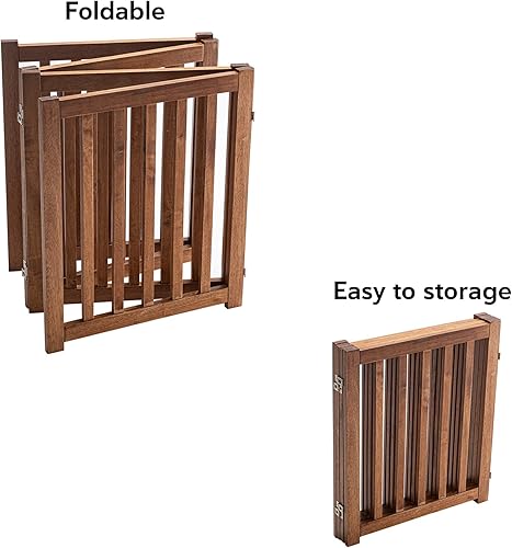 Miniatura 4 de LZRS Valla independiente de madera de roble para mascota, barreras de madera para perros, para casa, escaleras, valla de seguridad. Para interiores