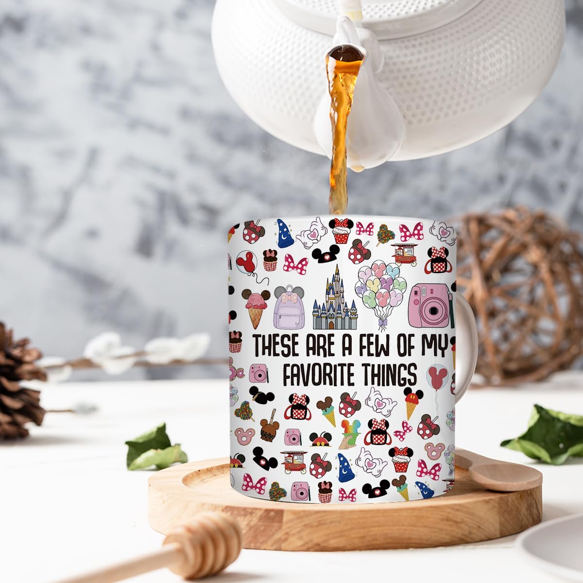 Vacation Trip Gift, Fairytale Fans Coffee Mug, Mouse Family Trip Snacks, Fairy Tales Gifts, Cartoon Character Lover Gift, Mouse Ice Cream, 11 oz Ceramic Cup - Image 4