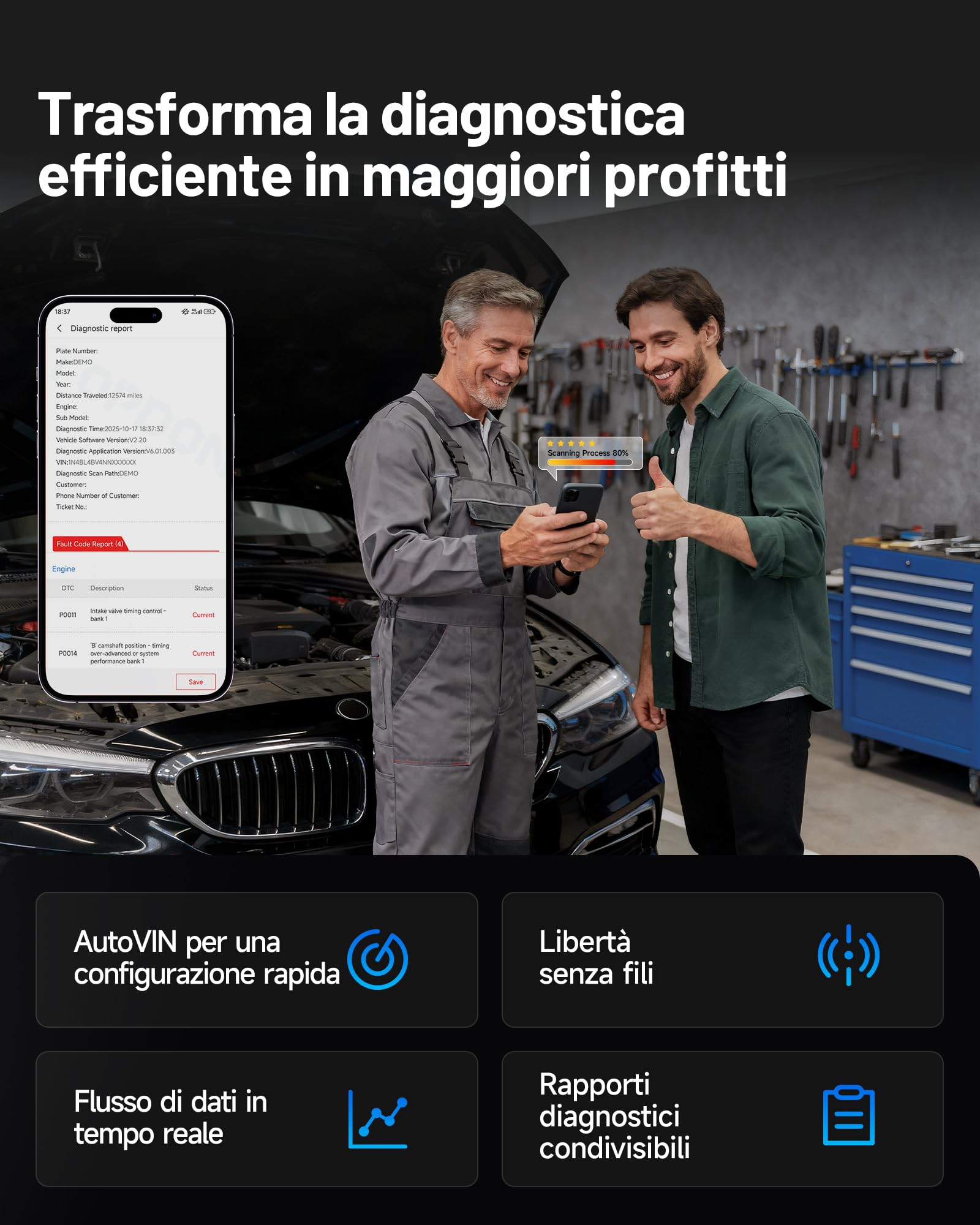 TOPDON TopScan Master Diagnosi Auto, OBD2 Diagnostica Bluetooth Professionale in Italiano, Scanner Auto per iOS e Android, 30+ Servizi di Reset, Test Attivo, CAN FD&DoIP, FCA/Nissan/Renault SGW