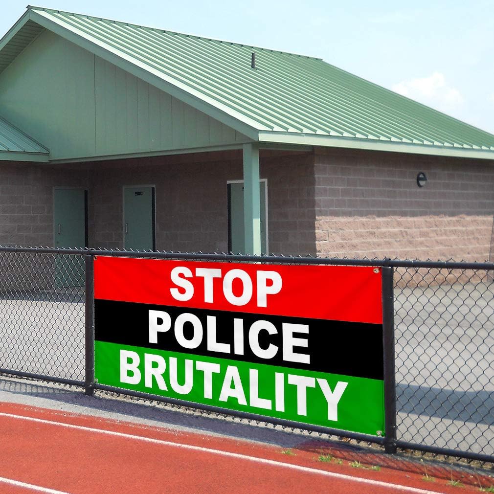 Vinyl Banner Multiple Sizes Stop Police Brutality Flag Lifestyle Outdoor Weatherproof Industrial Yard Signs Red 4 Grommets 24x36Inches