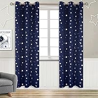 Vista 84 de BGment - Cortinas opacas para dormitorio infantil, con ojales, con aislamiento térmico, estampado de estrellas plateadas, para oscurecer