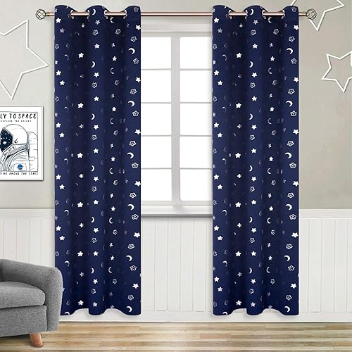 Cortinas opacas BGment Moon and Stars para dormitorio infantil.