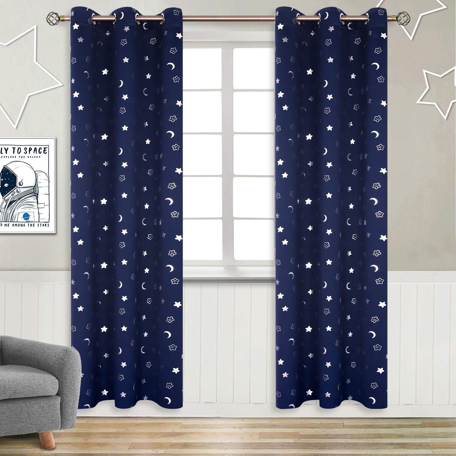 BGment Blackout Curtains for Kids Bedroom 84 Inch Long - Navy 2 Panels