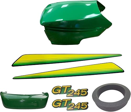 Nuevo capó superior e inferior/parachoques/aislador de espuma/pegatinas LH&RH compatibles con JohnDeere GT245