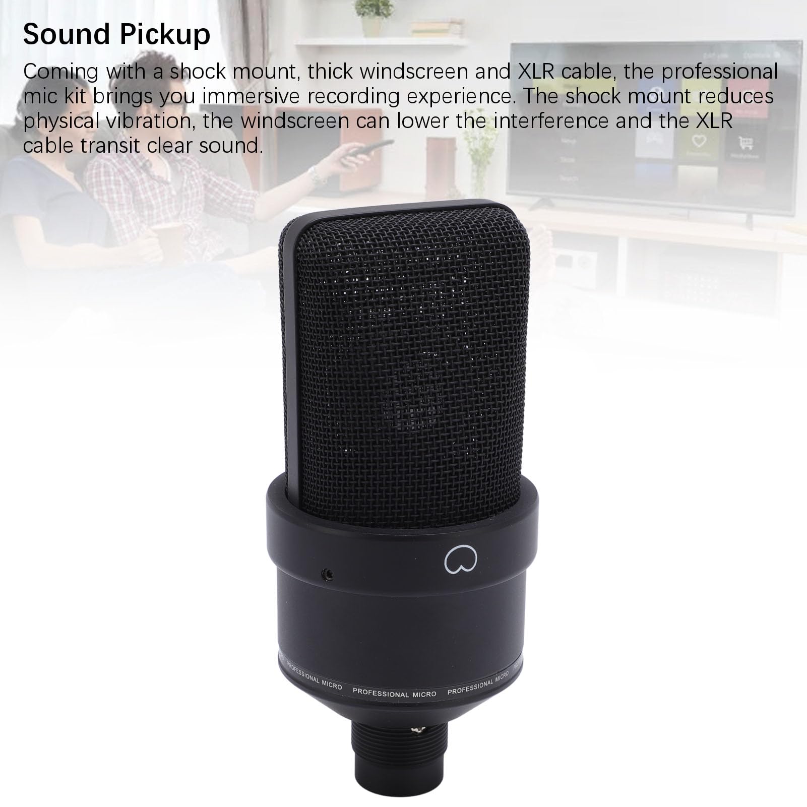 ASHATA Microphone à Condensateur de Studio Prise de Son Professionnelle pour Le Podcasting, Le Chant, Les Jeux, etc. avec Support Anti-Choc XLR pour Une Excellente Expérience D'enregistrement (Black)