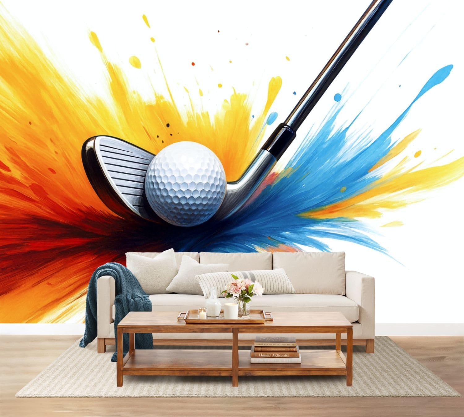 Wall Mural Peel and Stick Golf Colorful Sport Street Graffiti Club Ball Splash Bright Colors Large Wallpaper Self Adhesive Contact Paper Removable 3D Wall Sticker for Living Room Bedroom 69"x96"