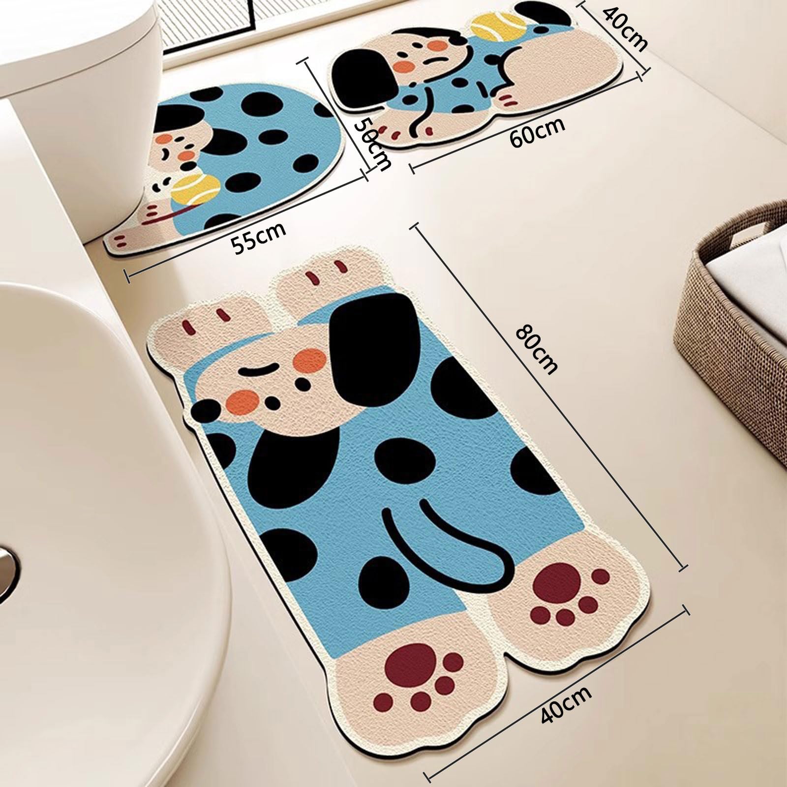 Dibujos animados 3PCS Juego Alfombra baño Alfombras de baño conjunto