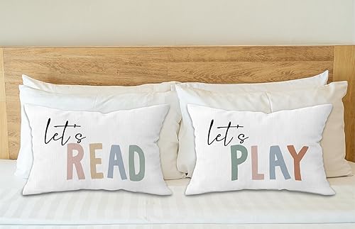 Miniatura 6 de FLDAS Let's Read Let's Play - Fundas de almohada decorativas, fundas de almohada de lectura con palabras coloridas para guardería, niños, sala de