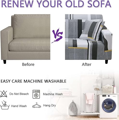 Miniatura 5 de Fundas de sofá para sofá de 3 asientos, funda de sofá suave para perros, antideslizante, lavable, tela elástica, protector de muebles con parte