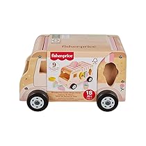 Fisher-Price – Furgoncino dei Gelati Cercaforme in Legno, playset con furgoncino e 7 pezzi in legno certificati FSC, per lo sviluppo delle capacità motorie, giocattolo per bambini, 18+ mesi, HXT86