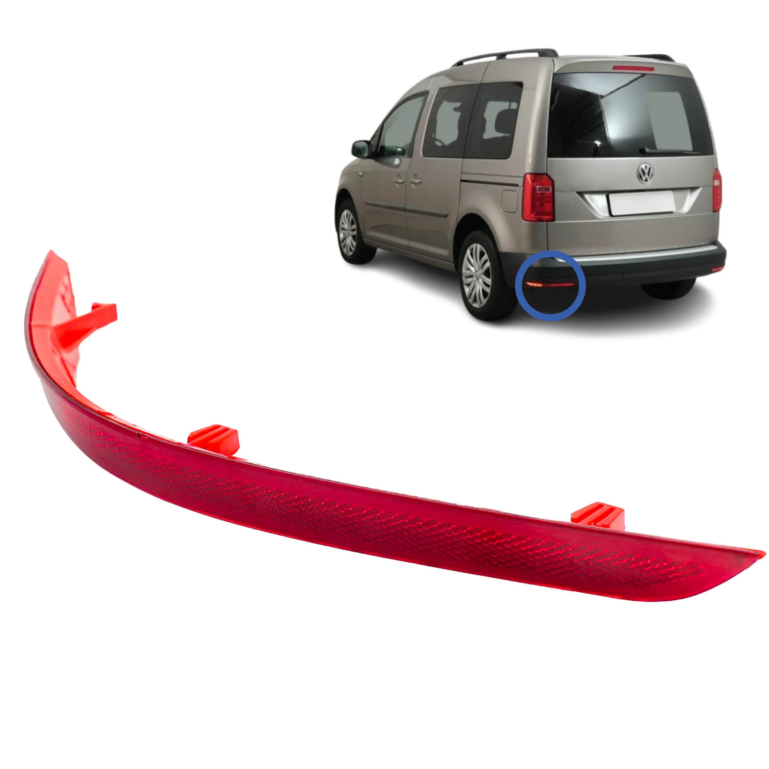 Catarifrangente posteriore compatibile per Caddy 4 (2015-2020) CATADIOTTRO POSTERIORE SINISTRO. Paraurti posteriore. 2K5945105D, 2K5945105B