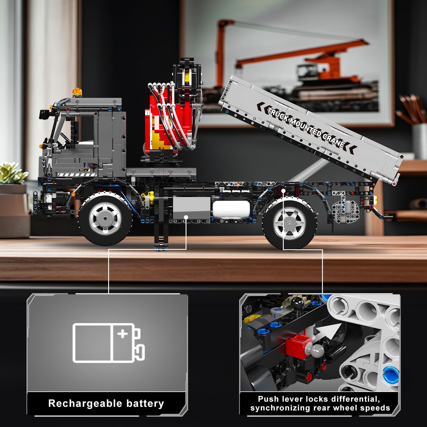 Mould King Camion-Grue Tout-Terrain à Construire - Kit de Blocs de Construction Motorisé avec Télécommande par Application et Grue Pneumatique pour Adolescents (14+) et Adultes (3767+ Pièces)