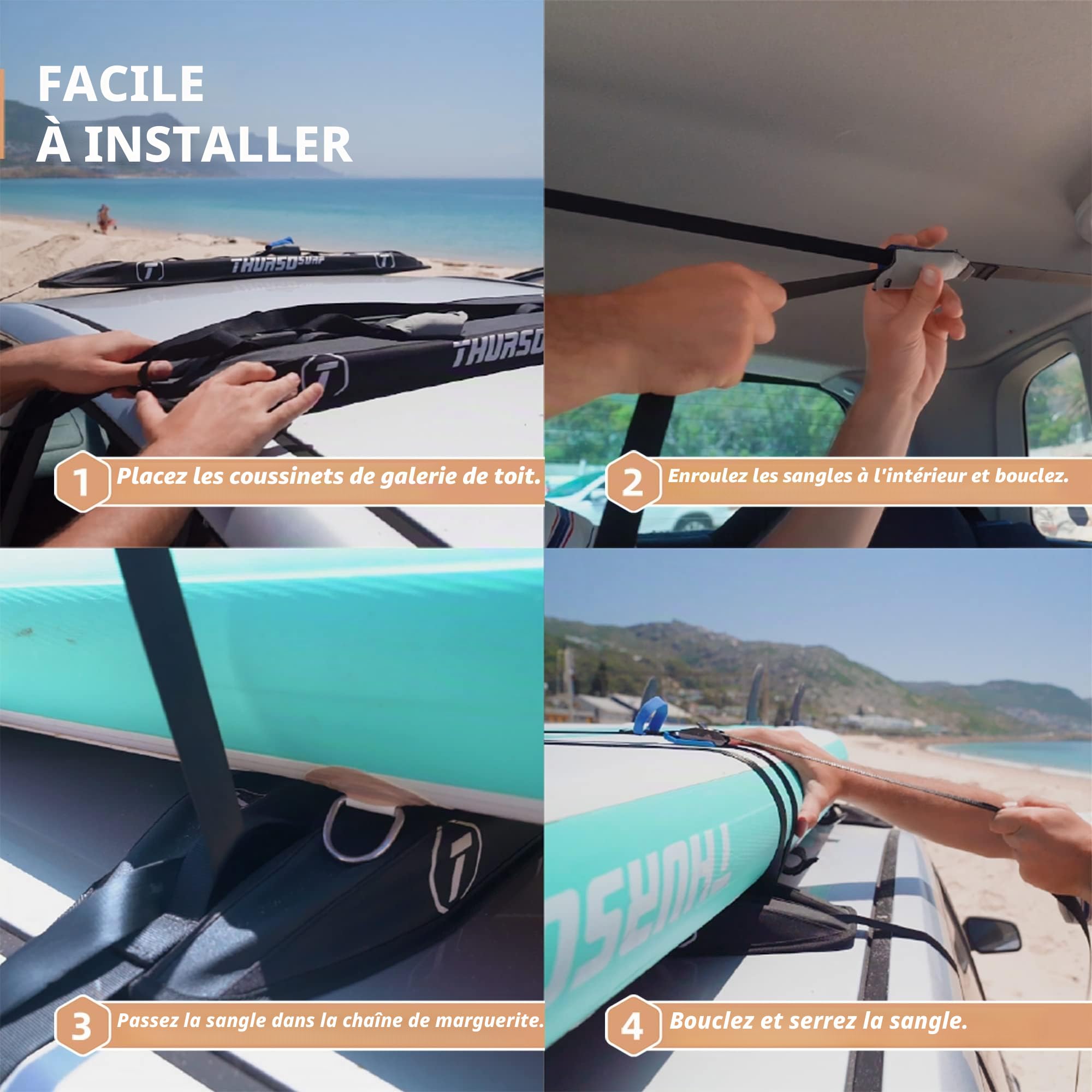 Thurso Surf Porte-Bagages de Toit Souple Universel pour Kayak, Ski, Snowboard, Sup Paddle Board - Solution de Transport Polyvalente et sécurisée avec Sac de Rangement Portable