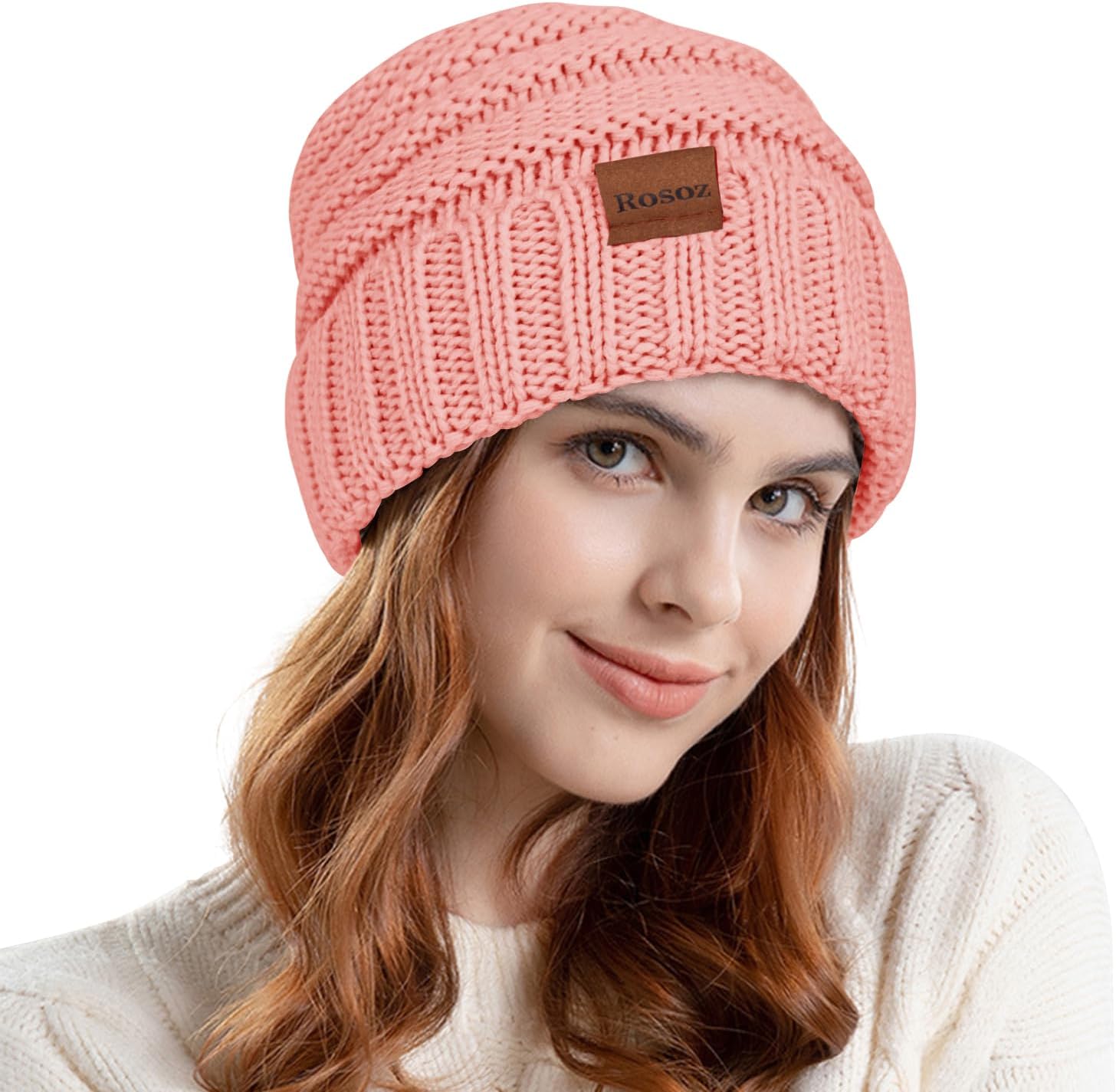 Rosoz Womens Beanies for Winter Slouchy Beanies for Women Knit Warm Winter Hats for Women Thick for Cold Weather - Image 2