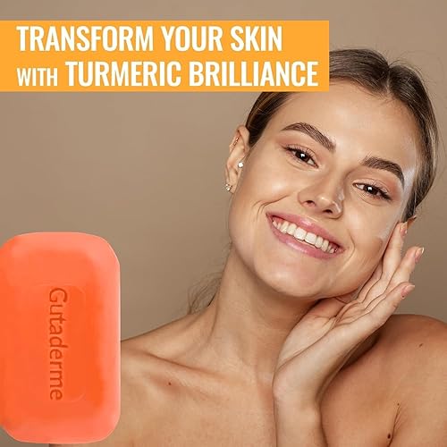 Miniatura 5 de Barra de jabón de cúrcuma (barra de 3.53 onzas) para cara y cuerpo, barra de jabón natural con miel, jengibre para piel suave, limpieza profunda e