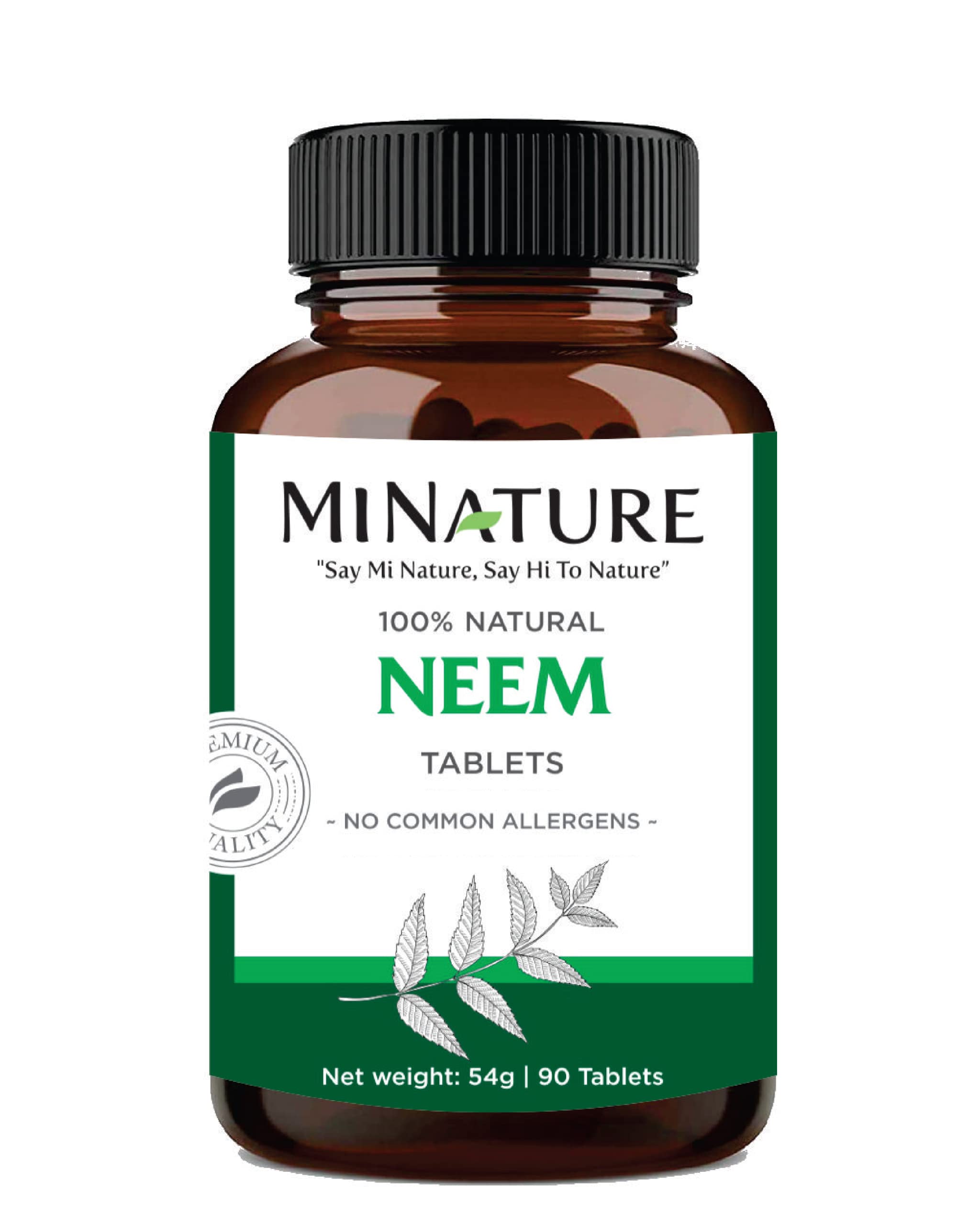 Neem Tablets by mi Nature| 90 Tablets, 1000 mg| 45 Days Supply| Clear Skin| Acne Free| Detoxifying Supplement| Vegan | Better Digestion | Anti-inflammatory | Herbal Supplements