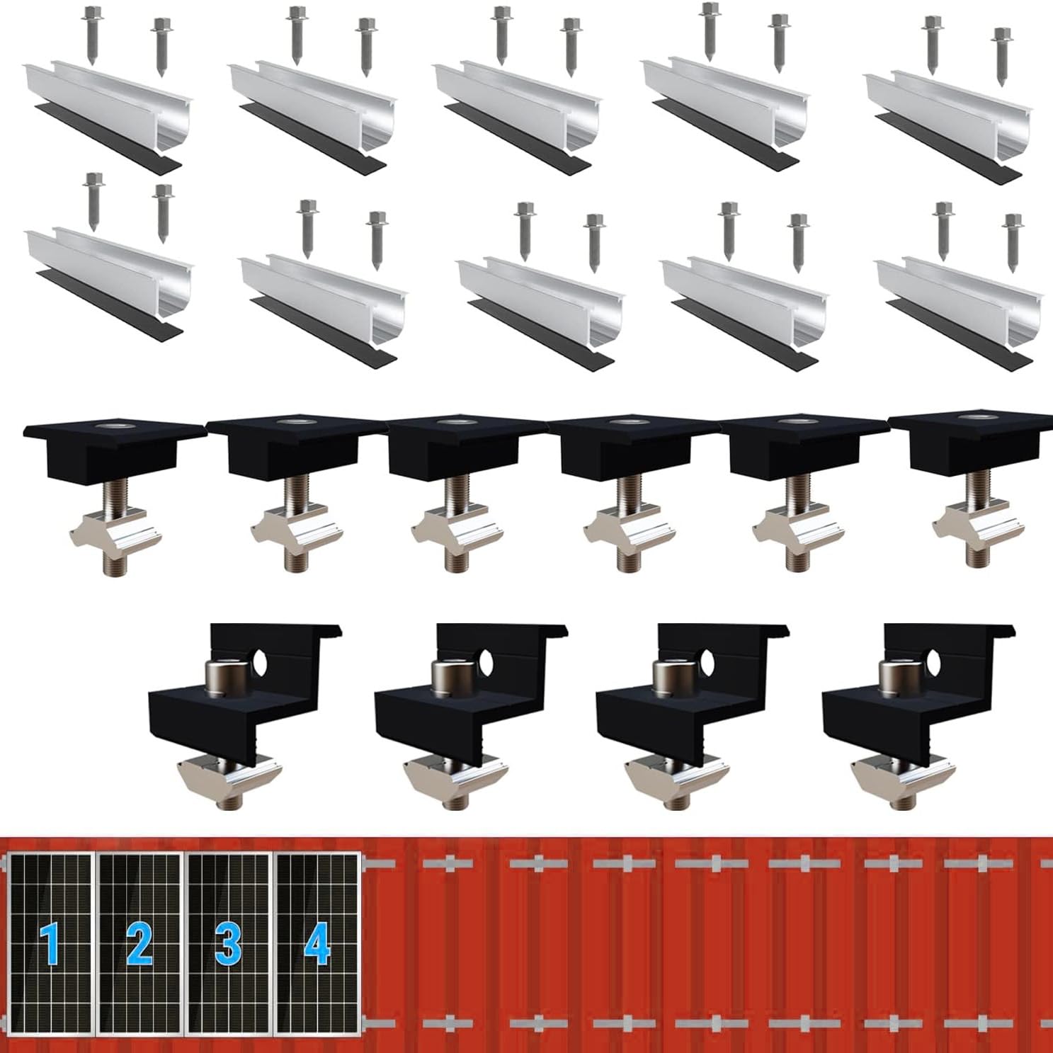 GETLITOOL Supports de Montage de Panneaux Solaires en Aluminium - Kit de 6