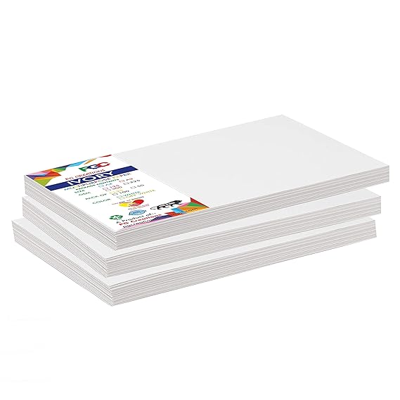 PG Creations Artists Ivory Sheets A3 Size, Smooth Finish, 225 GSM Ivory Drawing Paper, 16.5 x 11.5 Inch, White, Pack of 100 Ivory Paper