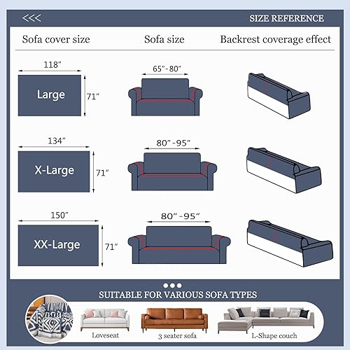 Miniatura 7 de DREAMINGO Protector de sofá para mascotas, funda de sofá geométrica bohemia para sofá de 2 plazas, funda reversible verde para sofá biplaza verde,