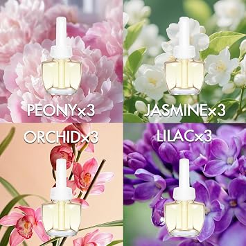 24 Pack Plug In Refills Air Freshener with 7 Scent, Lavender, Linen & Vanilla, Peony, Jasmine, Orchid, Lilac