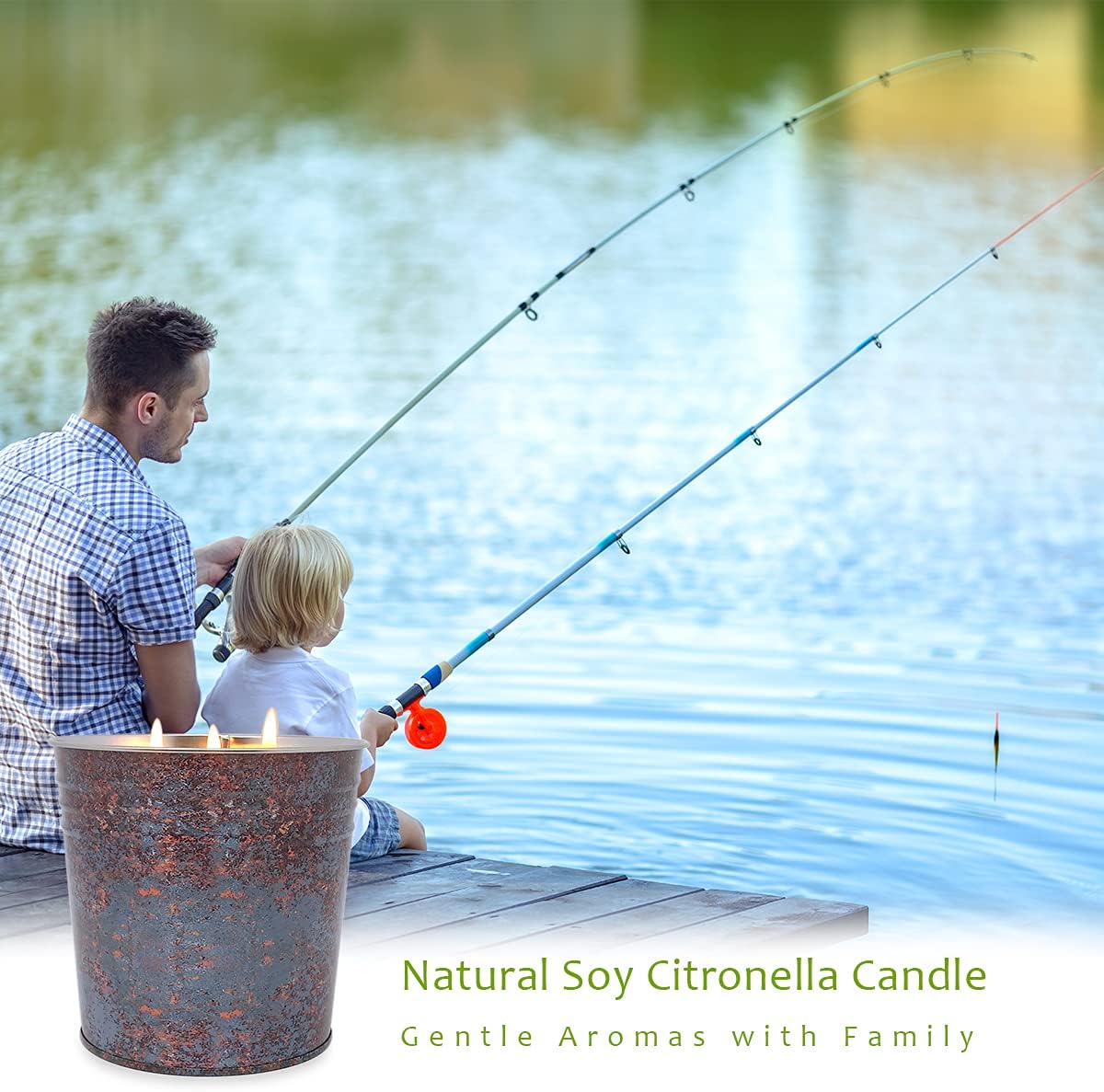 2 Packs Citronella Candle, Large 3-Wick Bucket, 17 Ounce image 4
