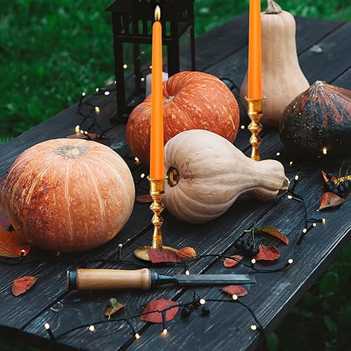 Miniatura 2 de 20 velas cónicas naranjas, candelabros delgados de 10 x 78 pulgadas, ideales para Halloween, cosecha de otoño, cena, fiesta y emergencia