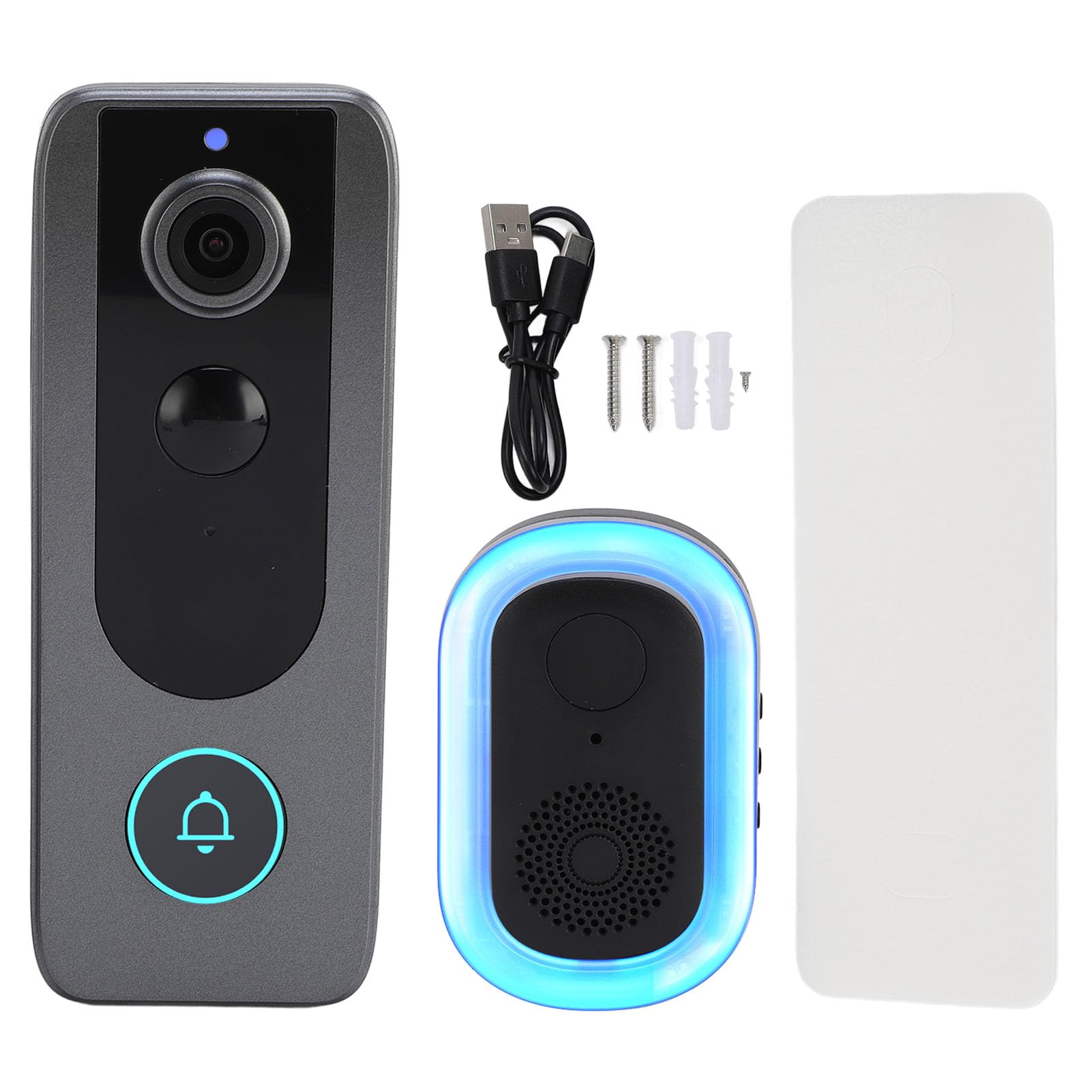 Luocute Videocitofono WiFi 2.4G, HD 2K, Audio Bidirezionale | Rilevamento pacchi AI, convertitore vocale, visione notturna a colori, resistente alle intemperie IP65, archiviazione cloud