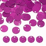 MECCANIXITY Flat Round Sequins&comma; 600Pcs 10mm&sol;0&period;4 Inch Loose Paillettes Laser Rose Craft Sewing Sequins with Single Side Hole for DIY&comma; Embroidery Clothing&comma; Jewelry Making