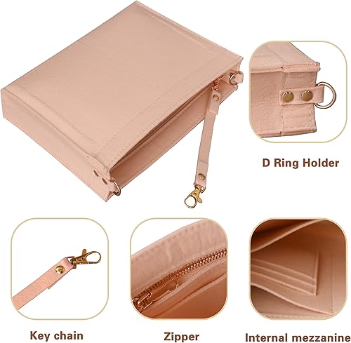 Miniatura 6 de MISIXILE Organizador de bolsa de fieltro con cremallera y hebillas doradas, organizador de bolso para bolsa de aseo 19 26