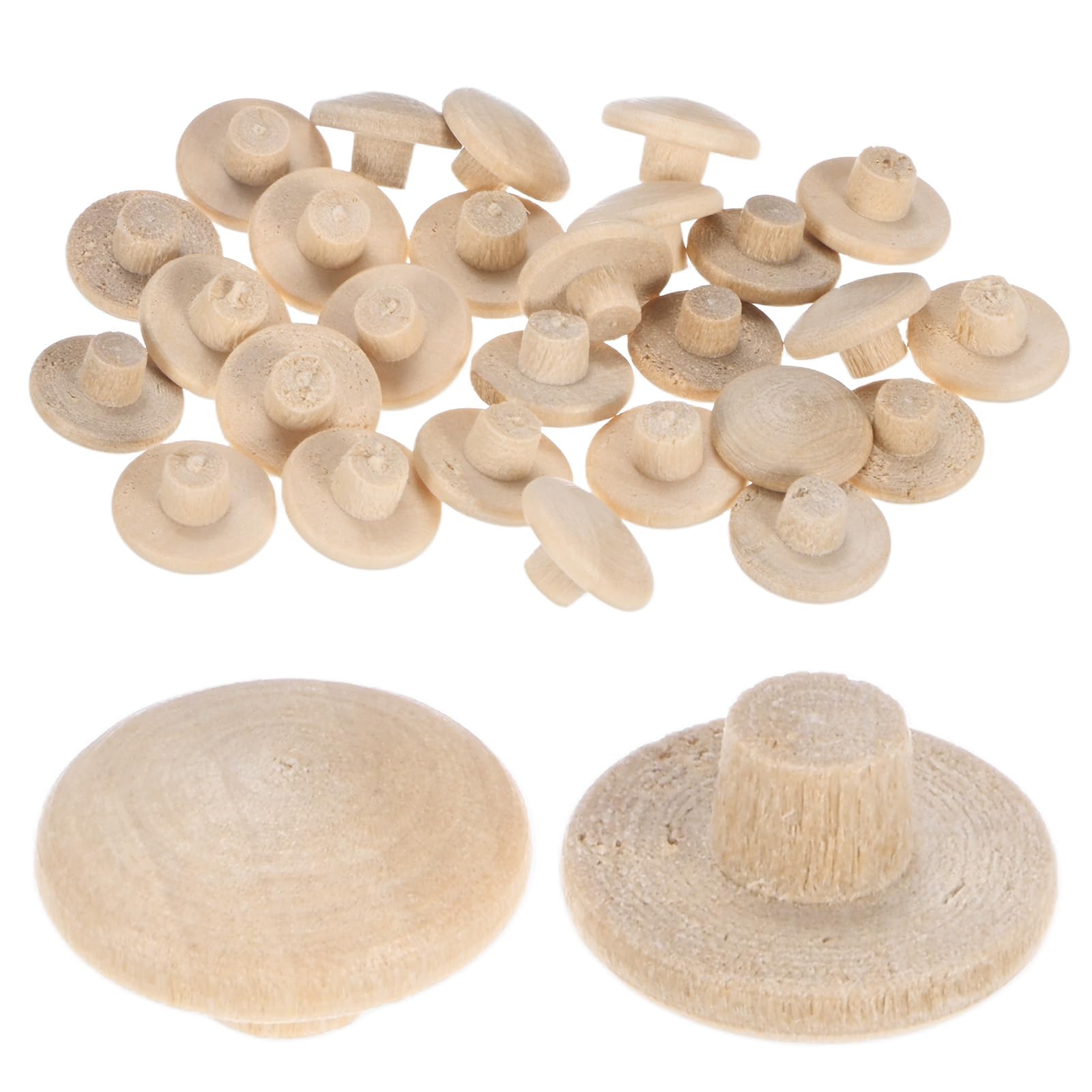 M METERXITY 25-Pack Wood Plugs for Screw Holes, 13 x 5mm Beech Button Wood Top Plugs for Furniture/Stair/Chair/Craft, Flat Head Decorative Wooden Cover โ image 1