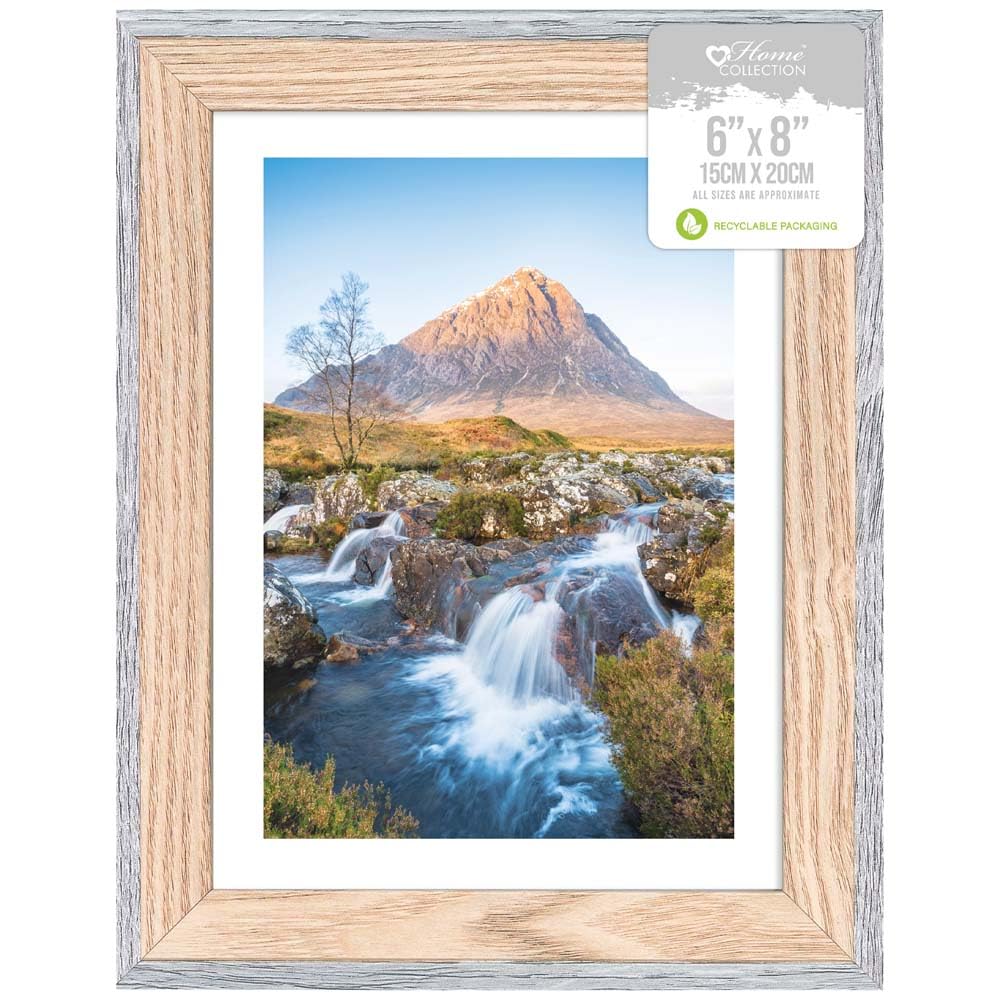 Home Collection Picture Frames With Mount Photo Frames Wood Effect Freestanding Or Wall Mount (Two-Tone, 6x8)