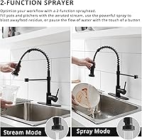 Vista 76 de AIMADI Matte Black Kitchen Faucet,Black and Gold Kitchen Faucet with Pull Down Sprayer Commercial Single Handle Spring Sink Faucets Suitable for