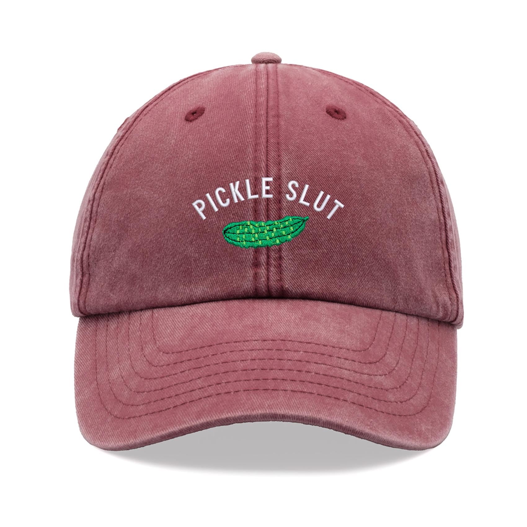 Pickle Sl*t Baseball Cap Vintage Washed Unisex Dad Hat Adjustable Red