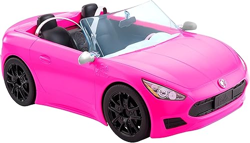 Barbie Vehículo convertible de 2 plazas coche rosa con ruedas rodantes y detalles realistas regalo para niños de 3 a 7 años