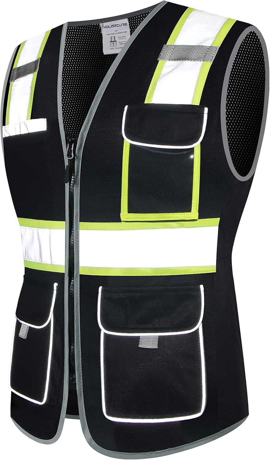 Safety Vest for women, Hi vis Reflective Lady Work vest With 9 Multi Pocket And Zipper - Image 5