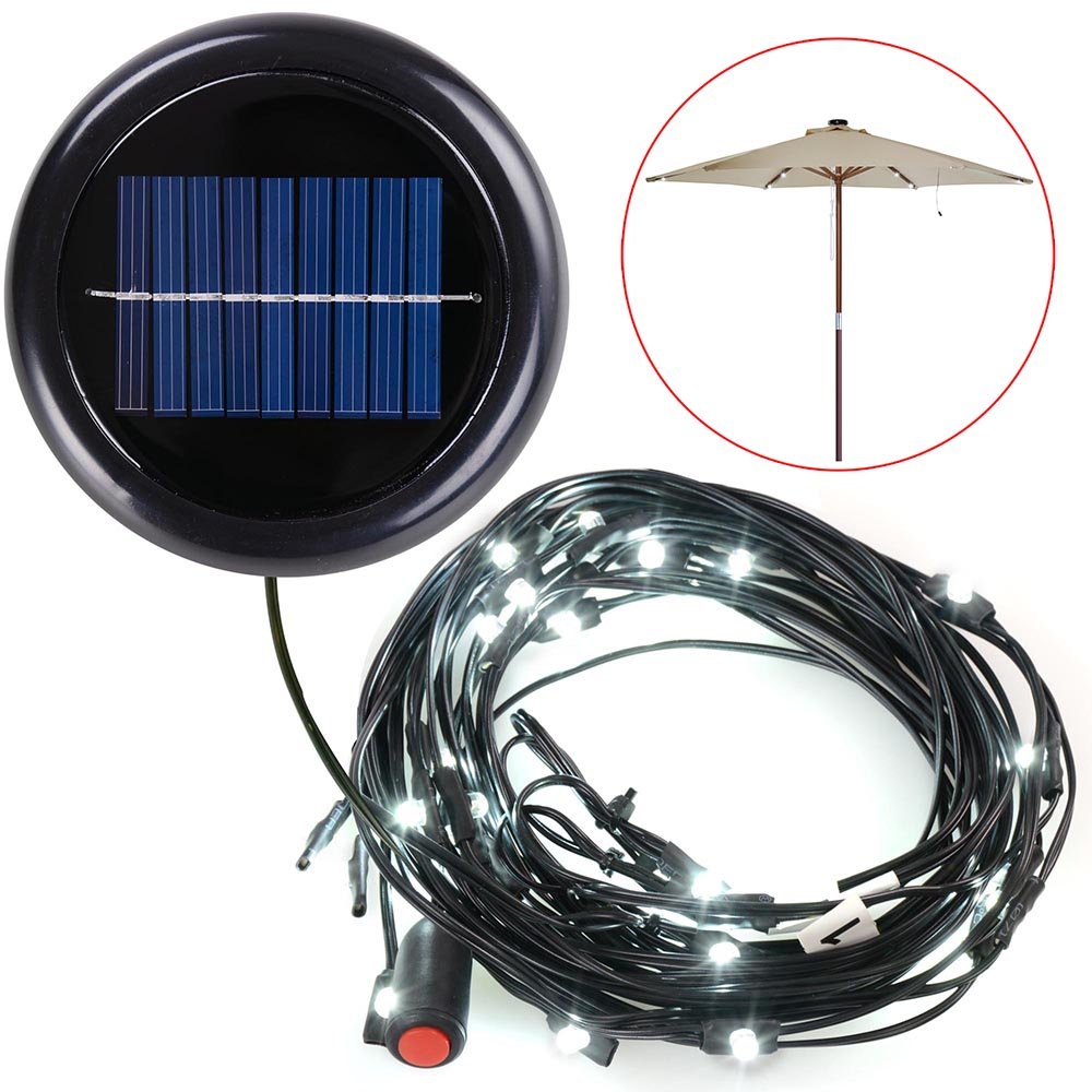Yescom Solar String Light 30LED for 6-Rib 8 ft 9 ft Patio Umbrella Wooden
