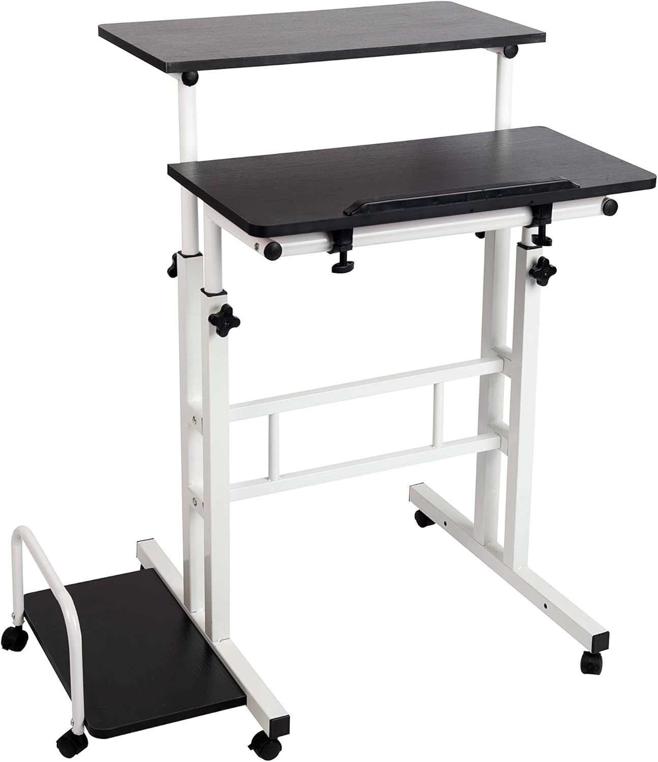 Mind Reader SDROLLBKWH Mobile Sitting, Standing Desk