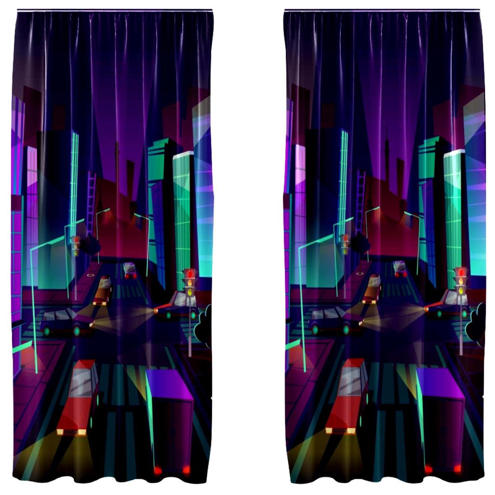 Rideaux occultants 140 x 213 cm en microfibre violet nuit x2