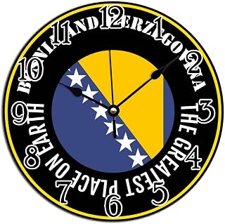 Bosnia and Herzegovina PVC Art Clocks 12x12in Silent Battery Operated Wall Clock Bosnia and Herzegovina The Greatest Place on Earth Clocks for Wall World Traveler Gift Clock for Bedroom