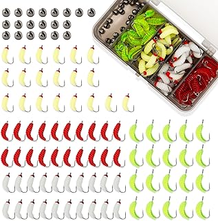 100pcs Soft Silicone Fishing Lures with Hooks, Biomimetic Maggot & Earthworm Dual-Form Bait, Lifelike