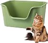 Vealind Cat Litter Tray with High Sided and Low Entry 100% Leak Proof Anti Splash Cat Litter Box Trays