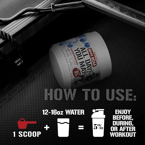 Miniatura 4 de Rich Piana 5 Nutrition AllDayYouMay BCAA Powder  Aminoácidos intra y postentrenamiento premium EAA electrolitos hidratación resistencia recuperación