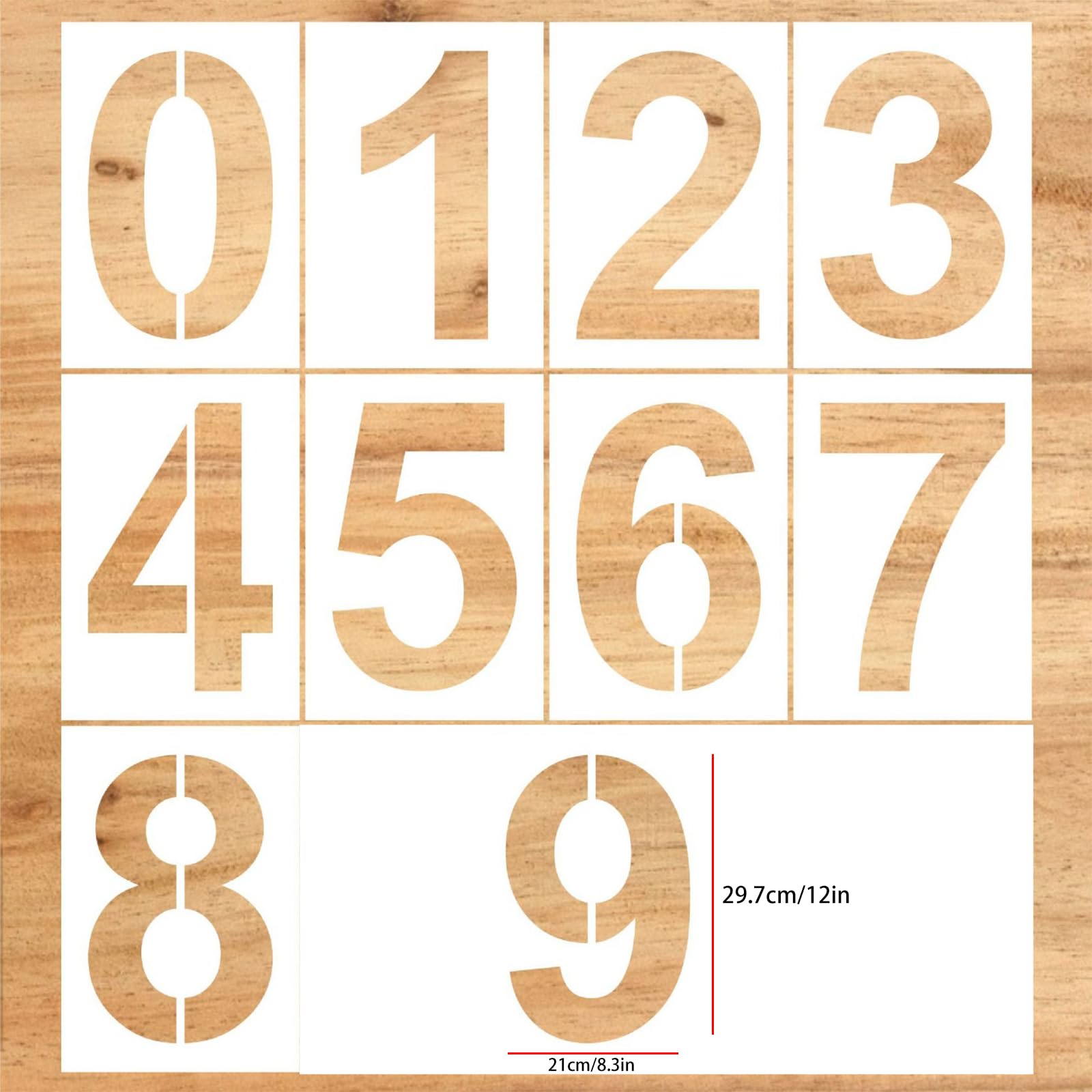 Stencil Numeri Grandi 0-9 - 27 Cm - Riutilizzabili In Plastica - Per Posti Auto, Civici E Decorazioni