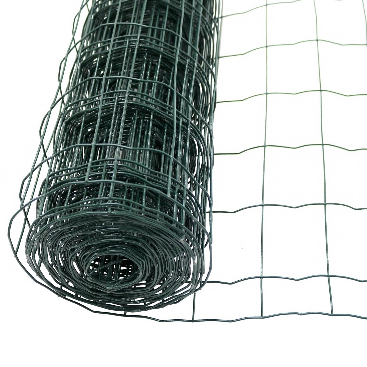 Garden Mile 0.6m x 10m Green PVC Coated Garden Fence – Green Steel Wire Fencing Roll, Heavy Duty Garden Border Fence for Pet Enclosures, Boundaries, Pond Protection & Landscaping