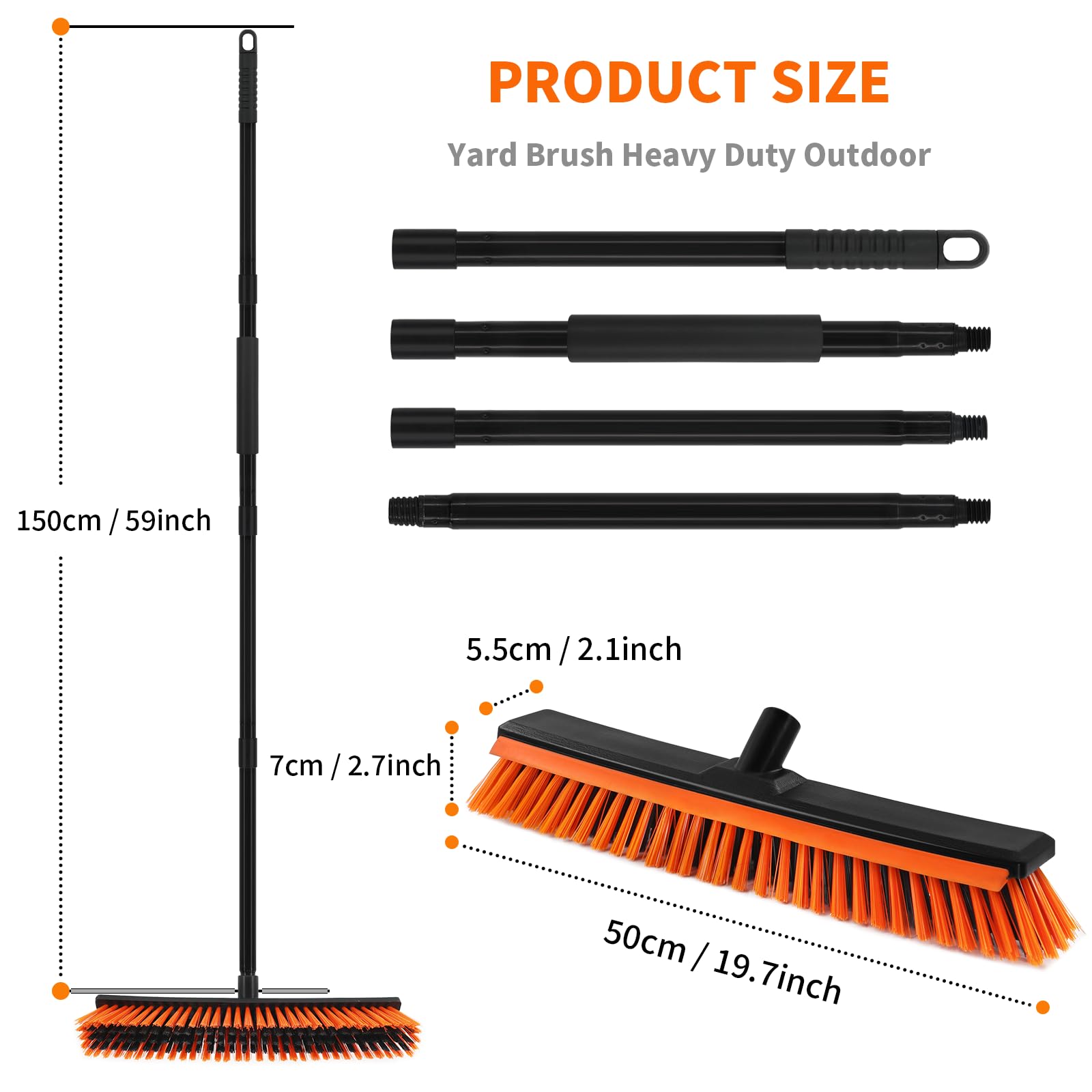 Newthinking Garden Broom Outdoor Heavy Duty Yard Brush with 50cm Hard Bristles Large Stiff Sweeping Brush for Outdoor Cleaning Garden Yard Driveway - Image 3