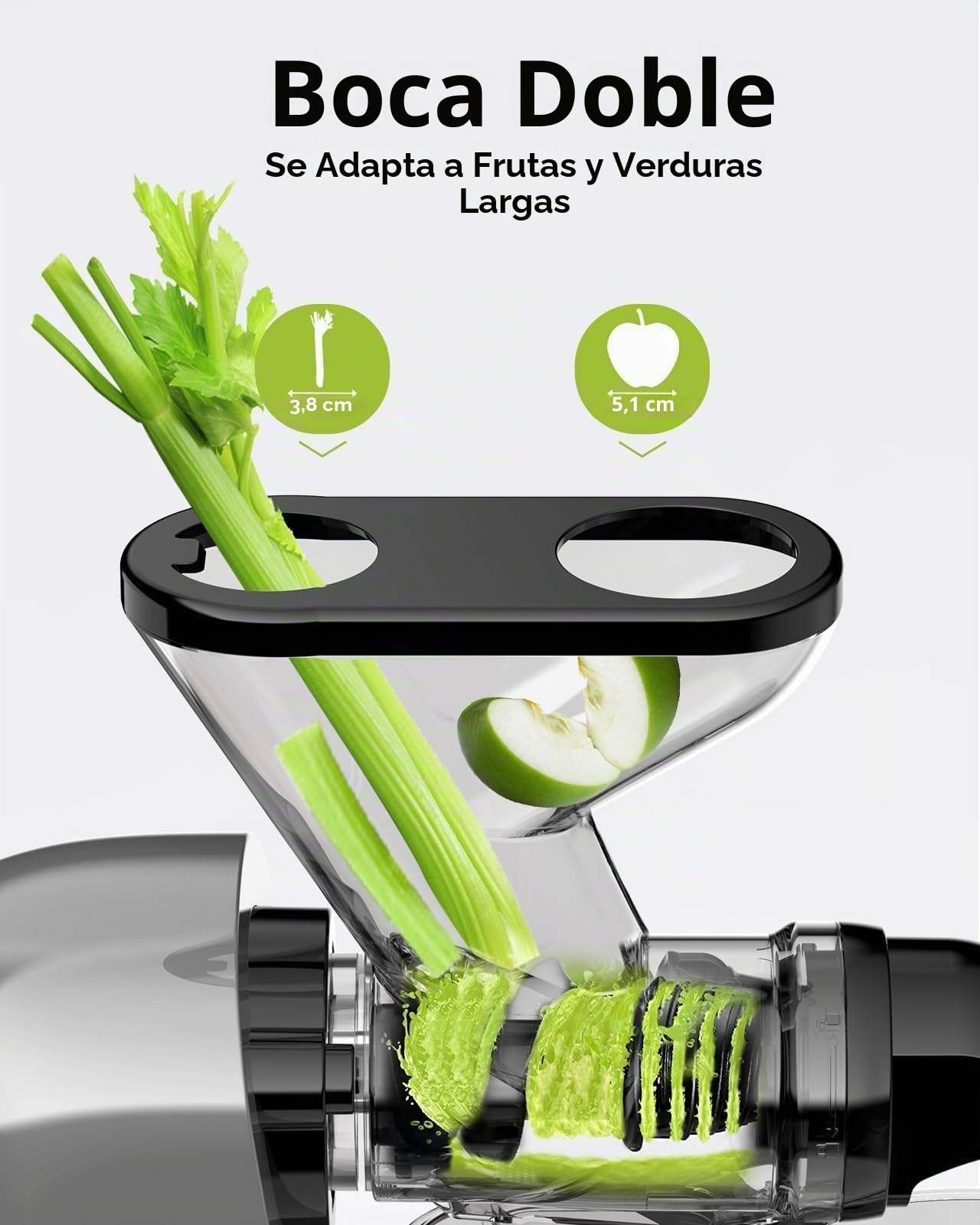 SiFENE - Exprimidor de prensa en frío, exprimidor compacto de masticaje lento de una sola porción, exprimidor de jugo de verduras y frutas, fácil de limpiar, sin BPA, gris