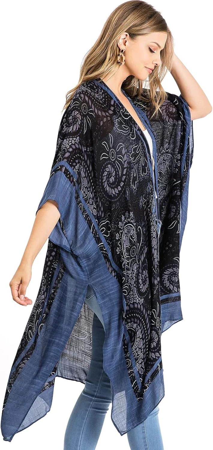 Spicy Sandia Kimonos for Women Floral Beach Cover Up Loose Swimsuit Bathing Suit Coverup Cardigan for Summer Swimwear - Image 3