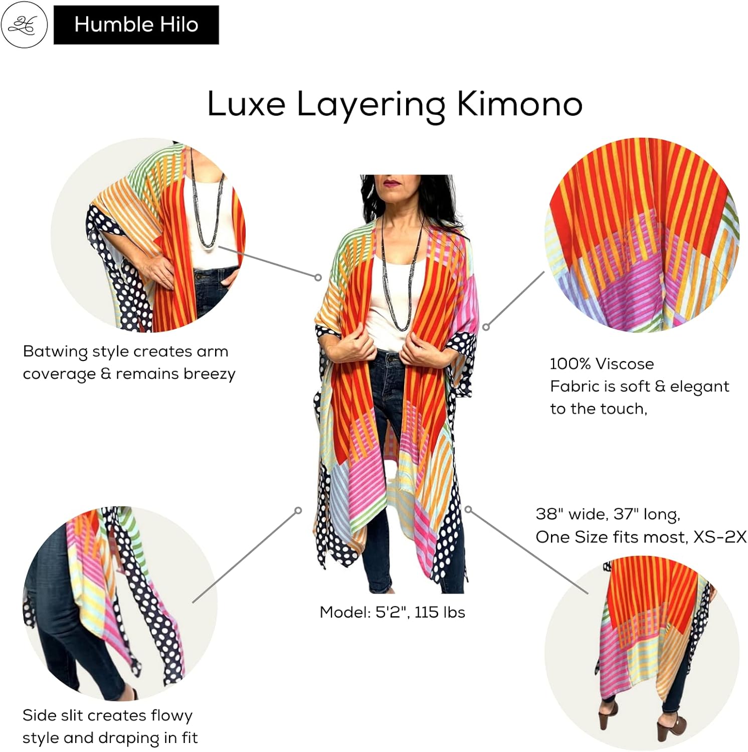 Humble Hilo Long Kimono Cardigan for Women Beach Cover up Casual Loose Prints & Patterns - Image 9