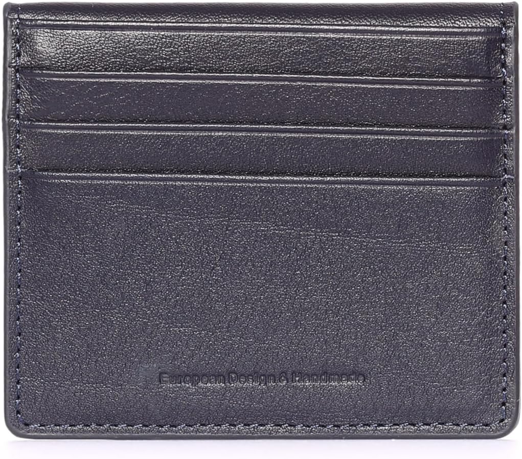 grande 762 Genuine Leather Card Holder For Men Slim Minimalist Card Case Small Magnetic Wallet - Dark Blue